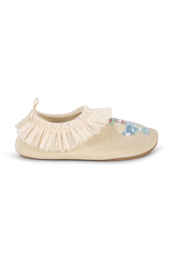 Konges Sløjd pantofi de apă pentru copii AMANDINE FRILL SWIM SHOES KS104632.PPY2 bej SS26