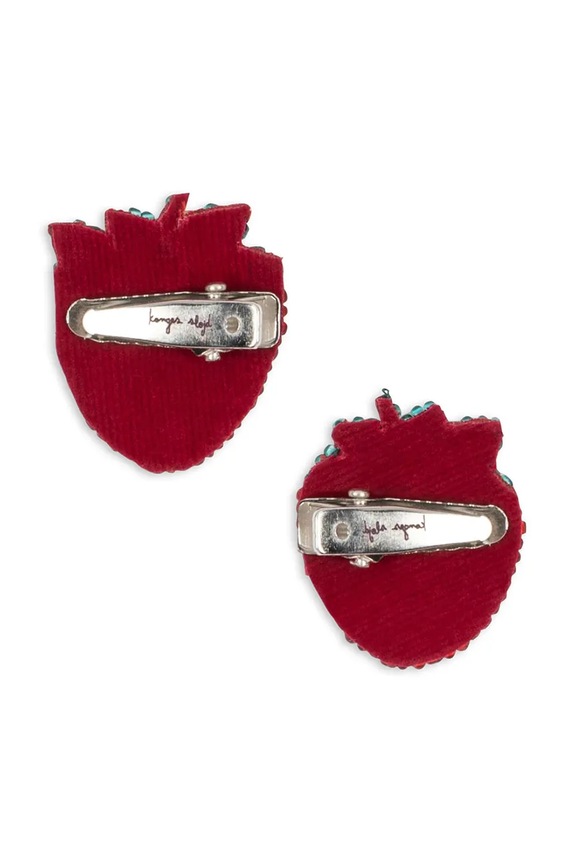 Dievča Detské sponky Konges Sløjd 2 PACK STRAWBERRY BEADED HAIR CLIP 2-pak KS103650.PPY2 červená