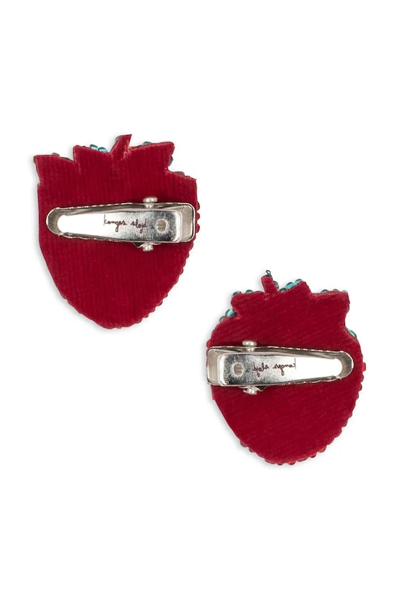 Dievča Detské sponky Konges Sløjd 2 PACK STRAWBERRY BEADED HAIR CLIP 2-pak KS103650.PPY2 červená
