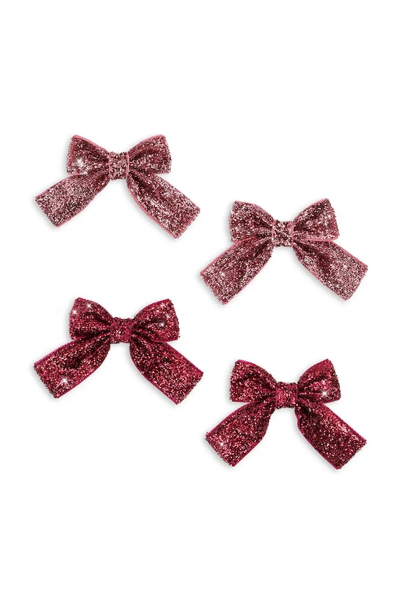 Detské sponky Konges Sløjd GLITTER BOW HAIR CLIPS 4-pak KS104615.PPY2 burgundské SS26