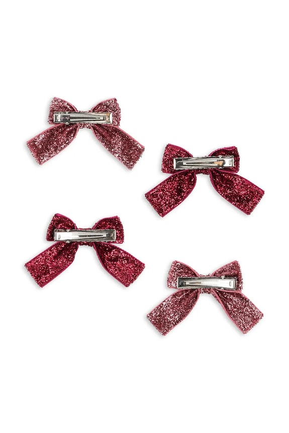 Dievča Detské sponky Konges Sløjd GLITTER BOW HAIR CLIPS 4-pak KS104615.PPY2 burgundské