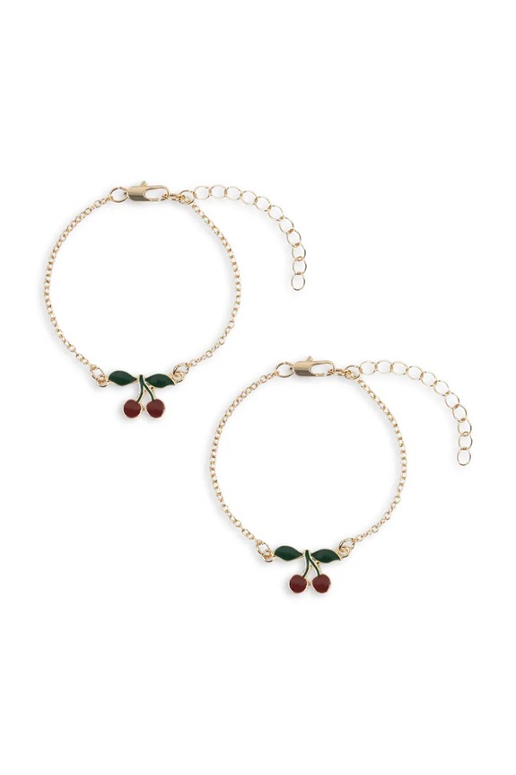 Παιδικό βραχιόλι Konges Sløjd 2 PACK CHERRY BESTIE BRACELETS 2-pack χρυσαφί KS102881.PPY2