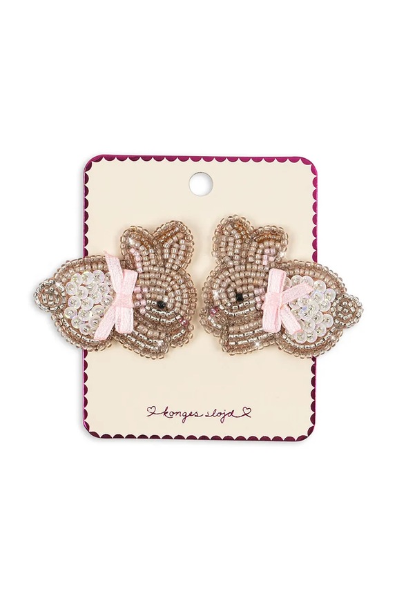 Konges Sløjd spinki do włosów dziecięce BEADED BUNNY HAIR CLIPS 2-pack 2-pack brązowy KS104579.PPY2
