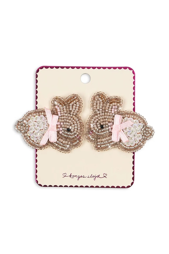 Konges Sløjd spinki do włosów dziecięce BEADED BUNNY HAIR CLIPS 2-pack 2-pack brązowy KS104579.PPY2