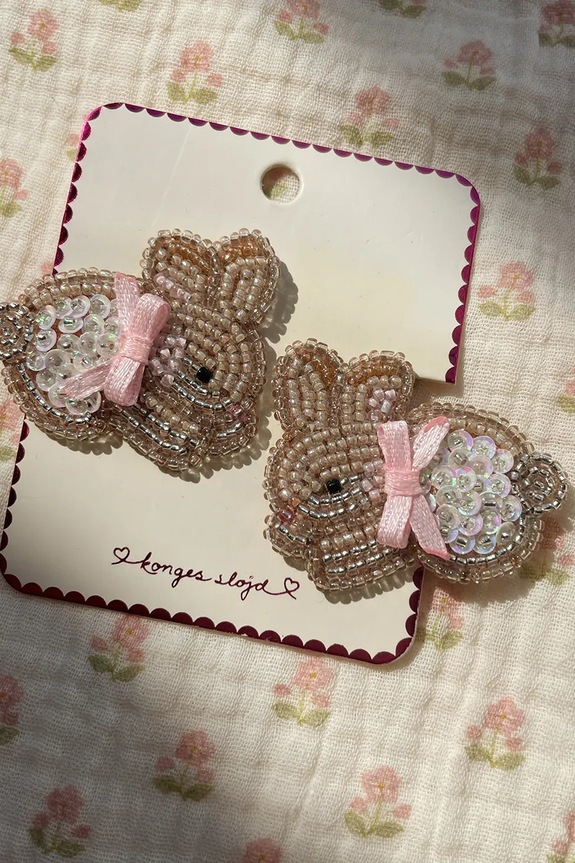 Konges Sløjd spinki do włosów dziecięce BEADED BUNNY HAIR CLIPS 2-pack KS104579.PPY2 brązowy