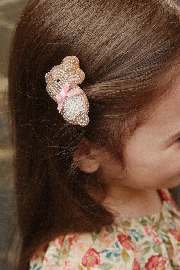 Konges Sløjd spinki do włosów dziecięce BEADED BUNNY HAIR CLIPS 2-pack KS104579.PPY2