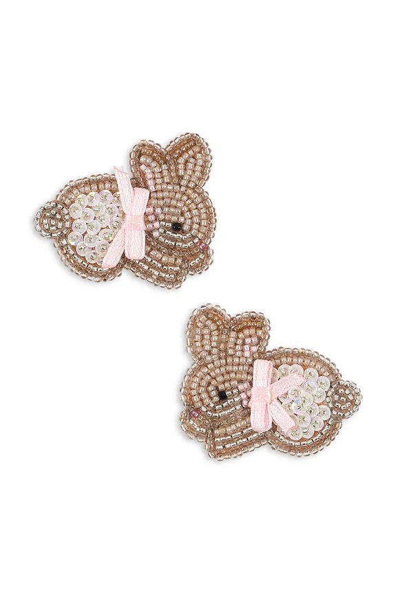 Konges Sløjd spinki do włosów dziecięce BEADED BUNNY HAIR CLIPS 2-pack KS104579.PPY2 brązowy SS26