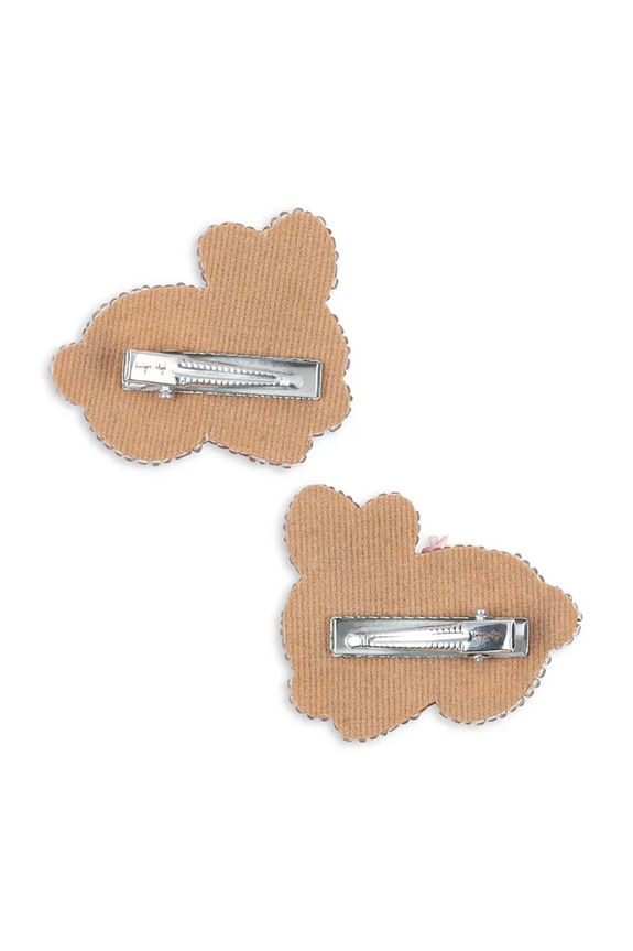 Dziewczynka Konges Sløjd spinki do włosów dziecięce BEADED BUNNY HAIR CLIPS 2-pack KS104579.PPY2 brązowy