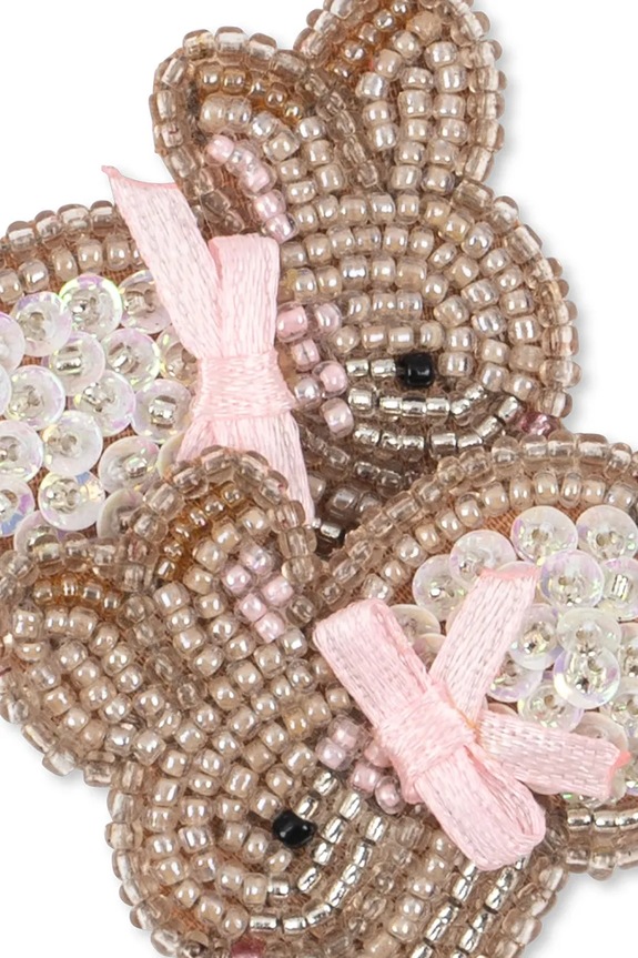 Konges Sløjd spinki do włosów dziecięce BEADED BUNNY HAIR CLIPS 2-pack brązowy KS104579.PPY2