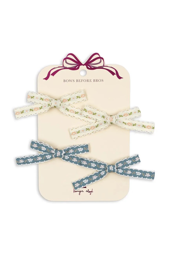 Konges Sløjd spinki do włosów dziecięce LEONORA BOW HAIR CLIP 4-pack beżowy KS103659.PPY2