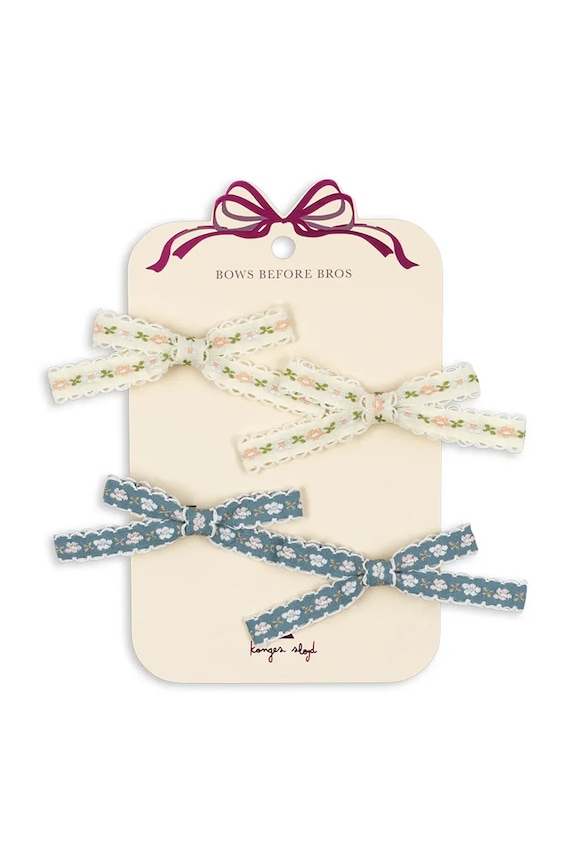Konges Sløjd spinki do włosów dziecięce LEONORA BOW HAIR CLIP 4-pack beżowy KS103659.PPY2