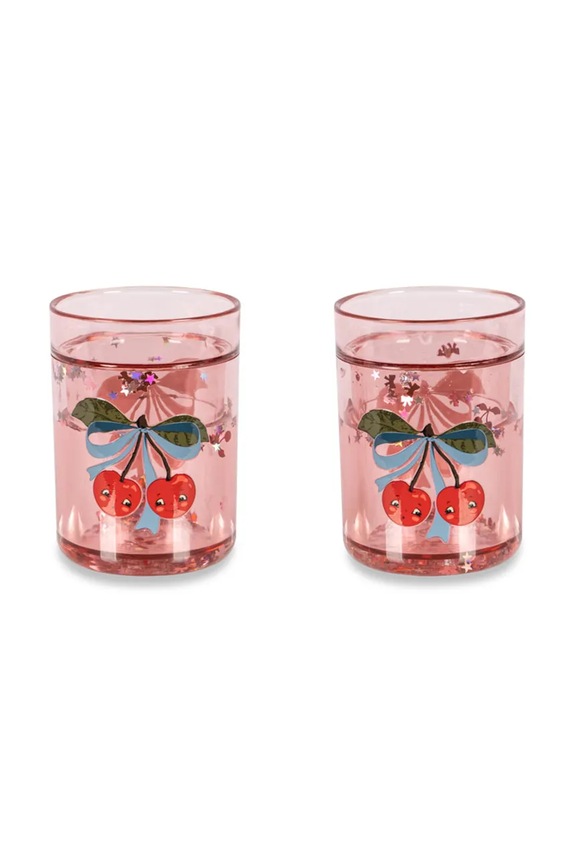 Konges Sløjd zestaw kubków dziecięcych 2 PACK GLITTER CUPS różowy KS103024.G.PPY2
