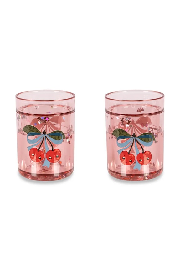 Konges Sløjd zestaw kubków dziecięcych 2 PACK GLITTER CUPS różowy KS103024.G.PPY2