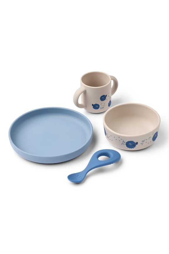 Komplet otroške posode Liewood Vivi Printed Tableware Set modra LW15135.PPY2