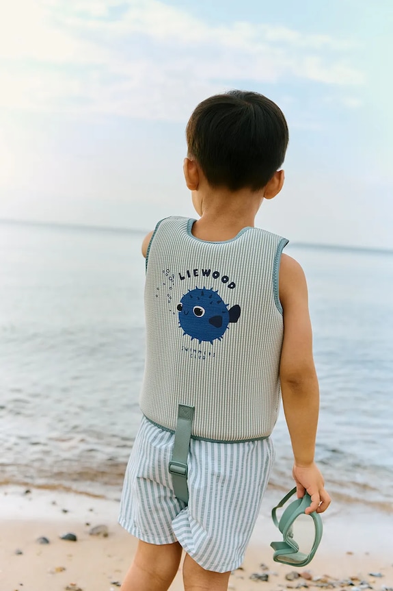 Liewood vestă de înot Dove Seersucker Swim Vest verde LW20739.PPY2