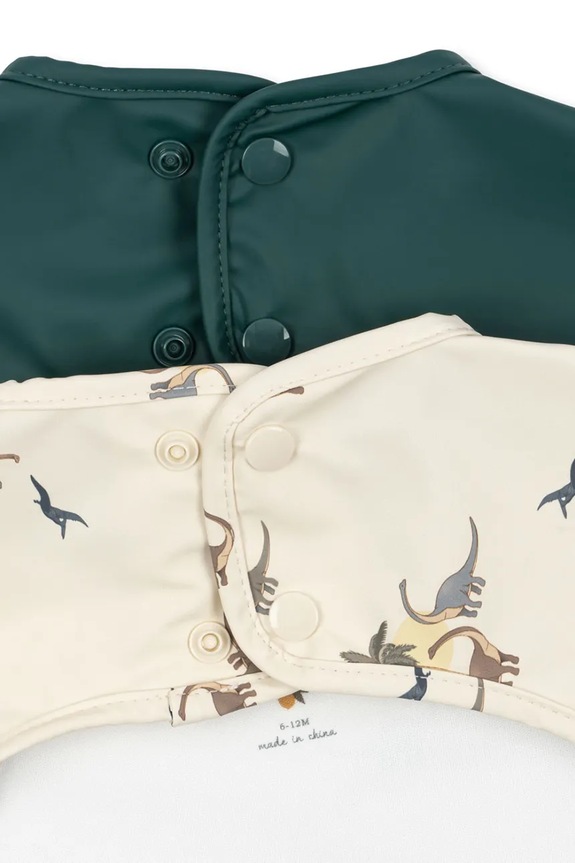 Konges Sløjd śliniak niemowlęcy 2 PACK DINNER BIB WITH SLEEVES 2-pack KS104583.PPY2 zielony SS26