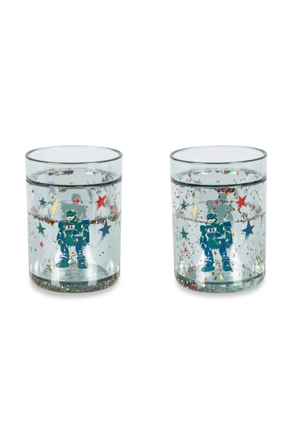 Konges Sløjd zestaw kubków dziecięcych 2 PACK GLITTER CUPS niebieski KS103024.PPY2
