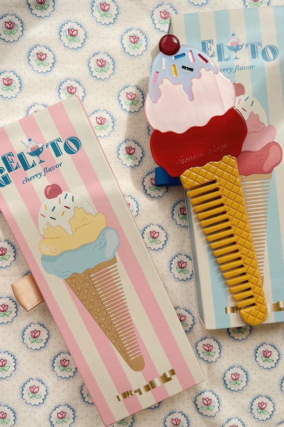 Konges Sløjd zestaw do pielęgnacji dziecięcy ICE CREAM COMB różowy KS105421.PPY2