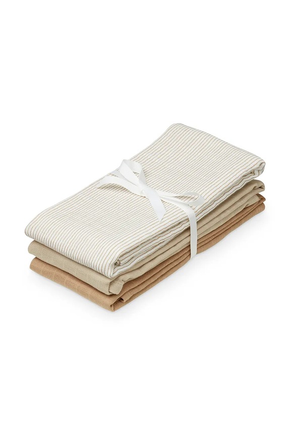 Cam Cam Copenhagen scutec pentru copii, din bumbac Classic Stripes Camel pachet de 3 bej 503.P88