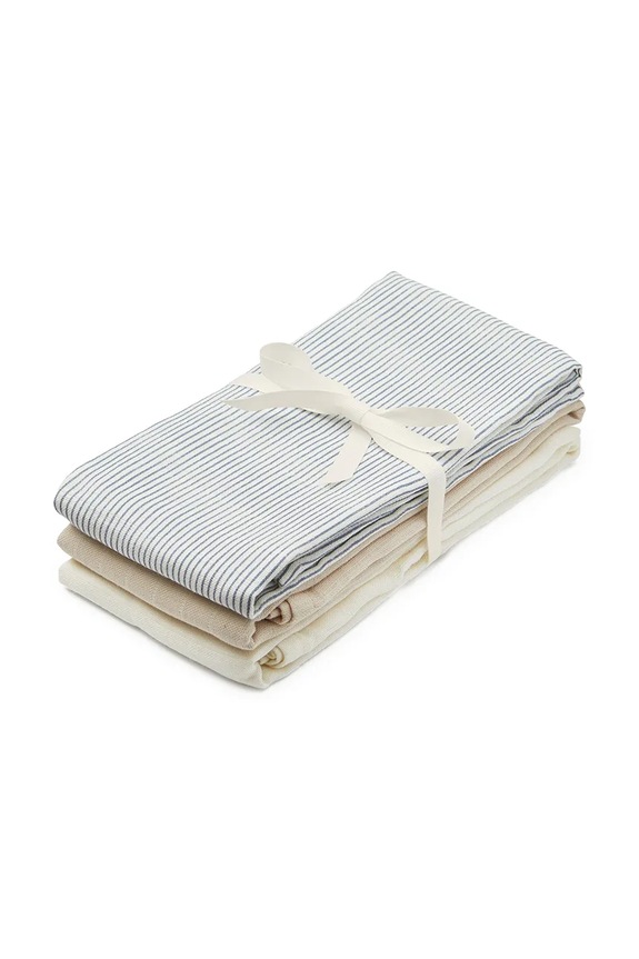 Cam Cam Copenhagen scutec pentru copii, din bumbac Classic Stripes Blue, Praline, Creme White pachet de 3 albastru 503.P85