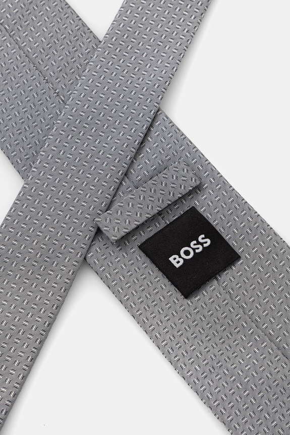 Kravata s prídavkom hodvábu BOSS H-TIE CM 7.5 253 50555931 sivá SS26