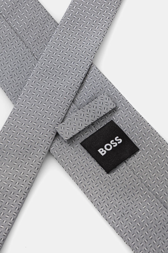 Kravata s prídavkom hodvábu BOSS H-TIE CM 7.5 253 50555931 sivá SS26