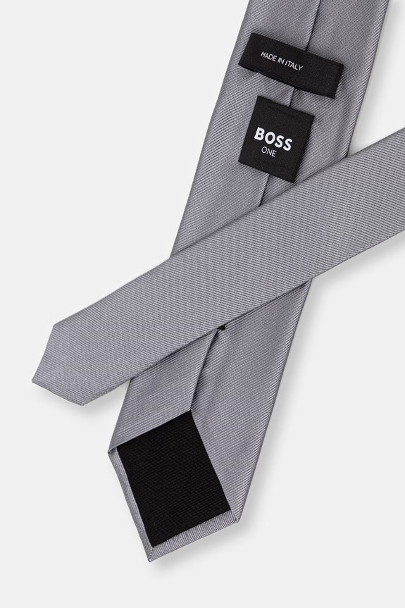 BOSS kravata pánska hodvábna H-TIE CM 7.5 ONE 50556054 sivá SS26