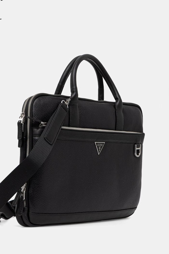 Kožená taška na notebook Guess MONACO HMMOGR.P6147 čierna SS26