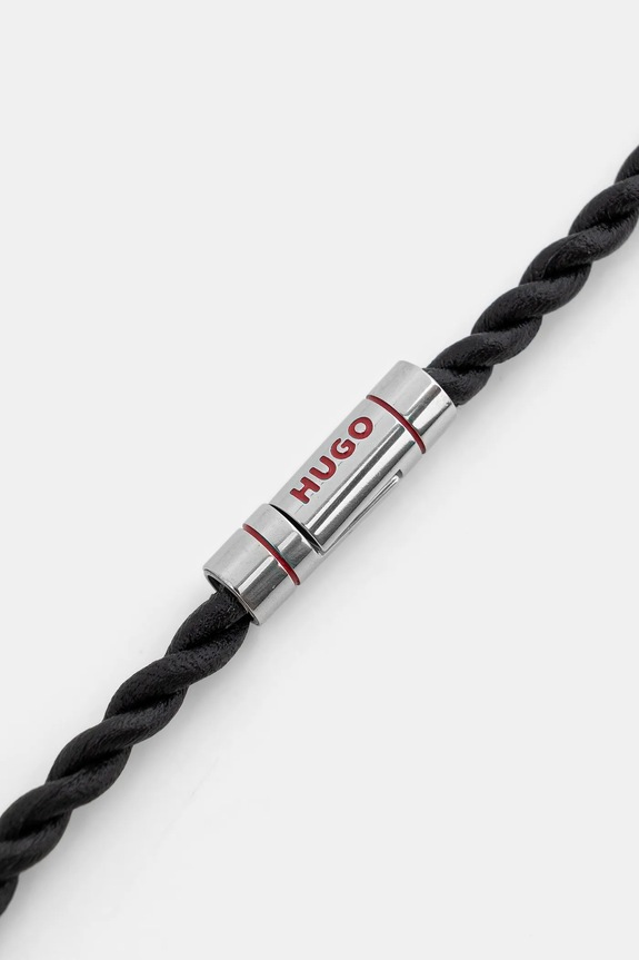 Kožený náramok HUGO E-DOUBLEBRAID4-BRA 50552596 čierna SS26