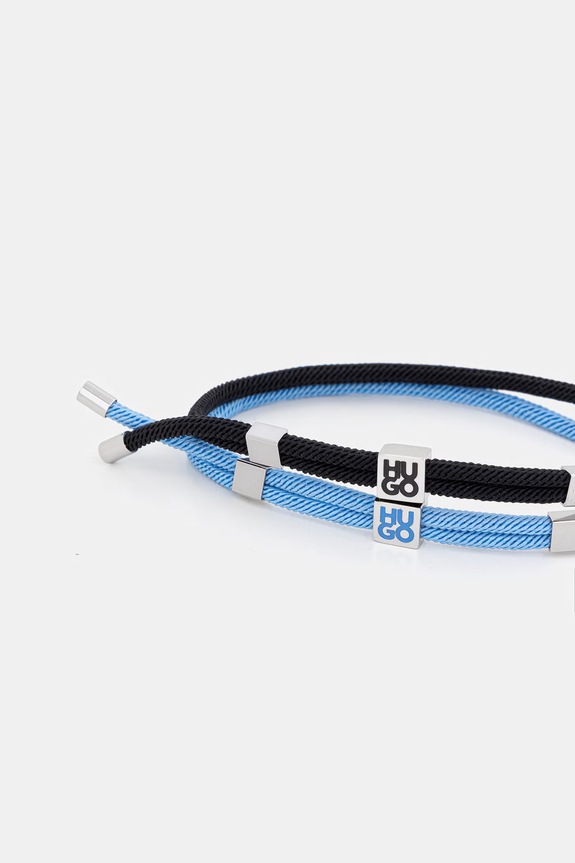 HUGO komplet bransoletek męskich bez kamienia E-HUGOCORD3-BRA 2-pack 50552605 niebieski SS26