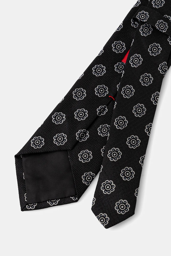 Kravata s prídavkom hodvábu HUGO Tie cm 7.5 50557591 čierna SS26