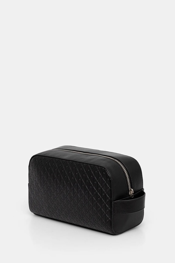 Kožená kozmetická taška Calvin Klein LV04D1146G čierna SS26