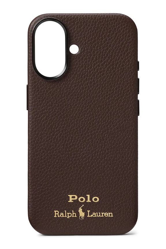 Usnjen etui za telefon Polo Ralph Lauren iPhone 16 Našitek rjava 405P17551
