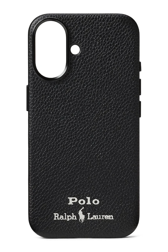 Polo Ralph Lauren custodia in pelle cellurale iPhone 16 applique nero 405P17551