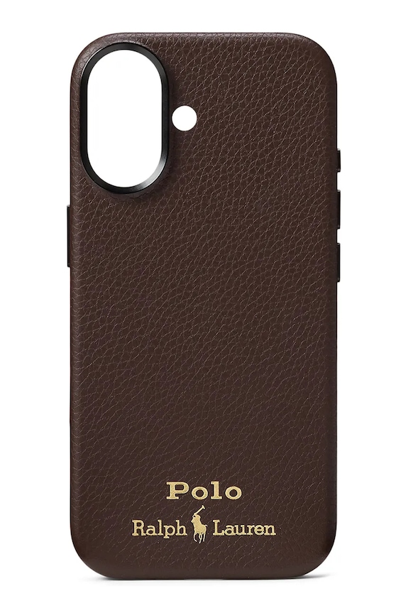 Polo Ralph Lauren custodia in pelle cellurale iPhone 17 applique marrone 405P17553