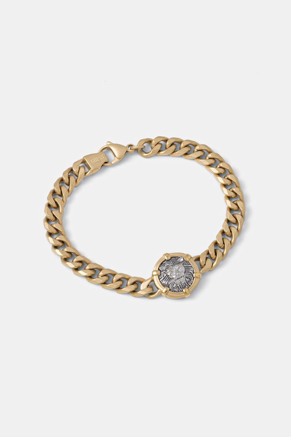 Guess brățară pentru bărbați LION LEGACY aur JUMB06.060JW