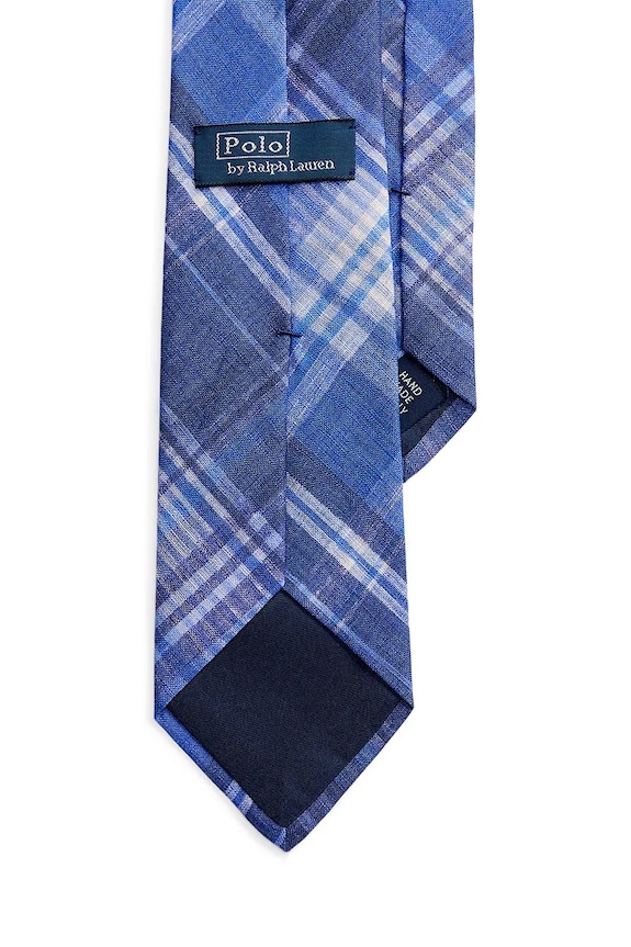 Polo Ralph Lauren cravatta da uomo in lino 712B13431 blu SS26