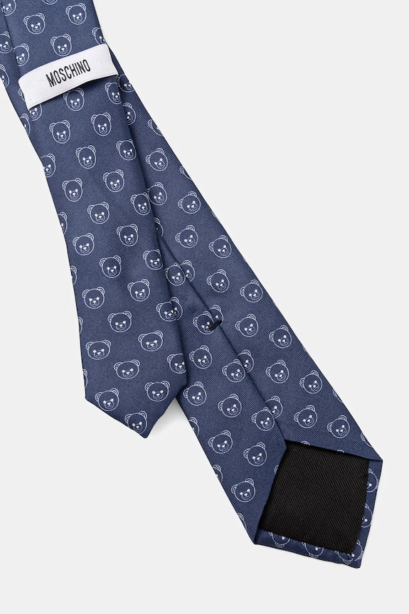 Moschino cravată bărbătească de mătase M5895.55079 bleumarin SS26