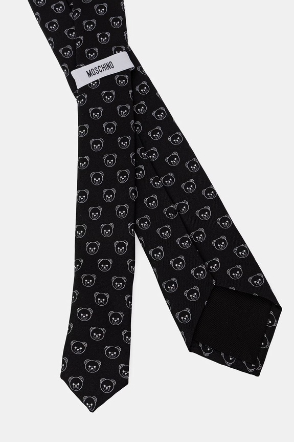 Moschino cravată de bărbați de mătase M5895.55079 negru SS26