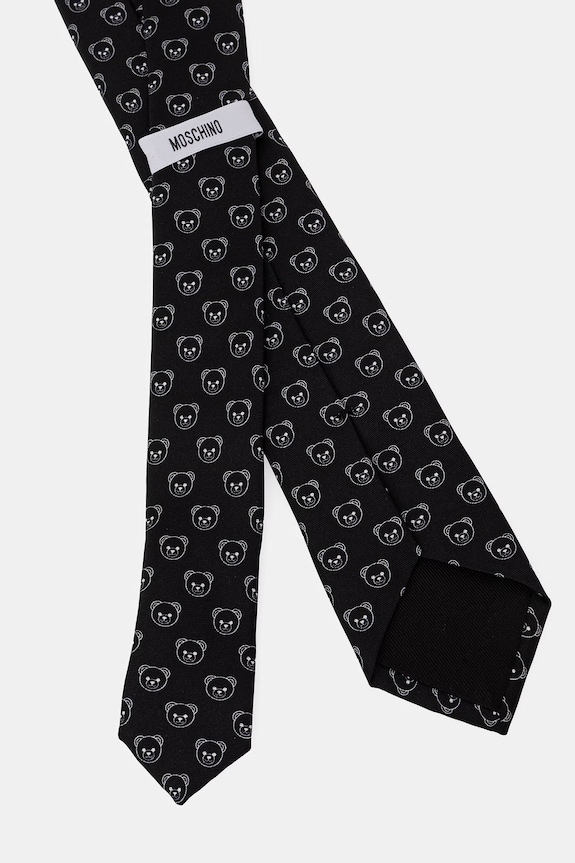 Moschino cravată de bărbați de mătase M5895.55079 negru SS26