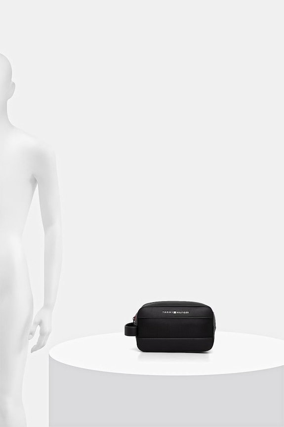 Tommy Hilfiger trusă cosmetică pentru bărbați, cu imitație de piele AM0AM14161 negru