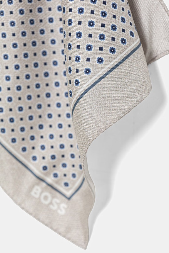 Akcesoria BOSS poszetka męska jedwabna POCKET SQ. ONE 50561707 beżowy