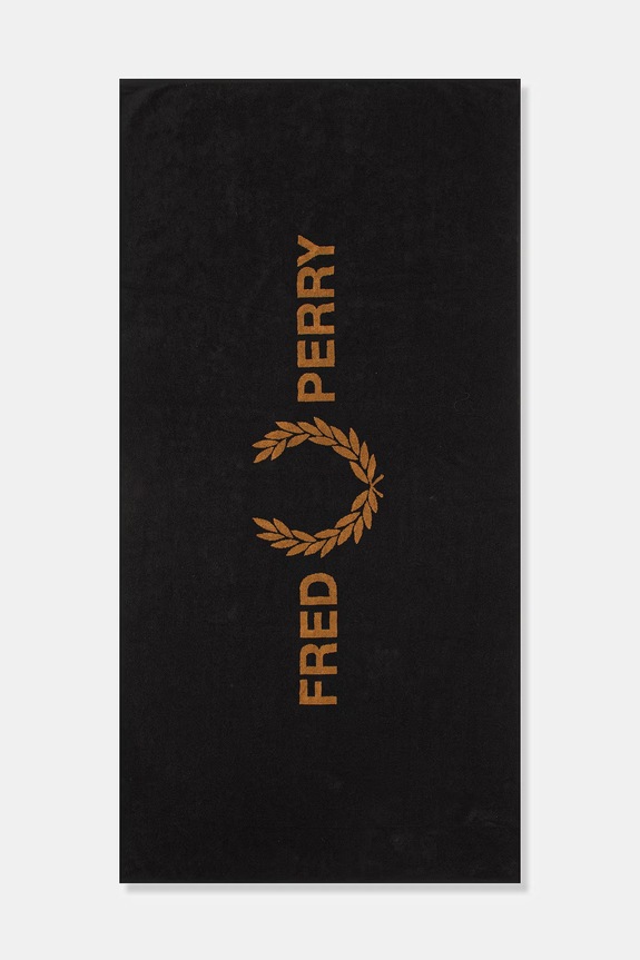 Fred Perry ręcznik plażowy bawełniany czarny MS7705