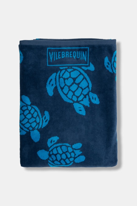 Vilebrequin prosop de plajă din bumbac SAND SANE2436 bleumarin SS26
