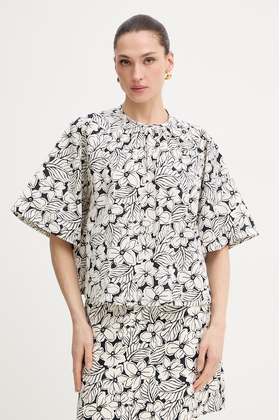 Weekend Max Mara bluzka bawełniana QUAGLIA wzorzyste biały 2615111162600