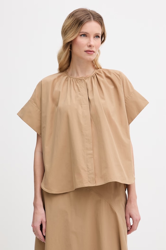 Weekend Max Mara koszula bawełniana EDUCATA bawełna brązowy 2615111172600