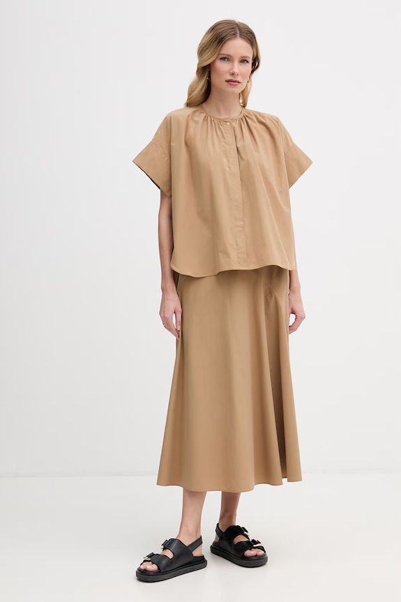 Weekend Max Mara koszula bawełniana EDUCATA 2615111172600 brązowy SS26