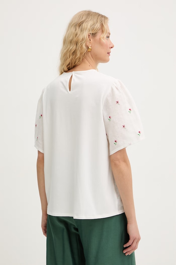 Odzież Weekend Max Mara bluzka damska lniana BACINO 2615941082600 biały