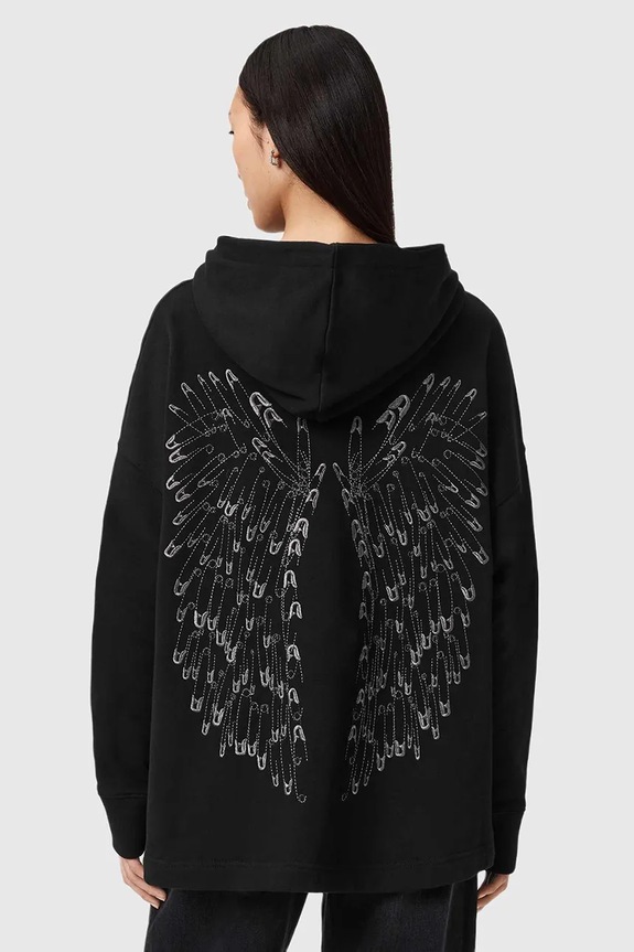 Βαμβακερή μπλούζα AllSaints W118JD μαύρο SS26