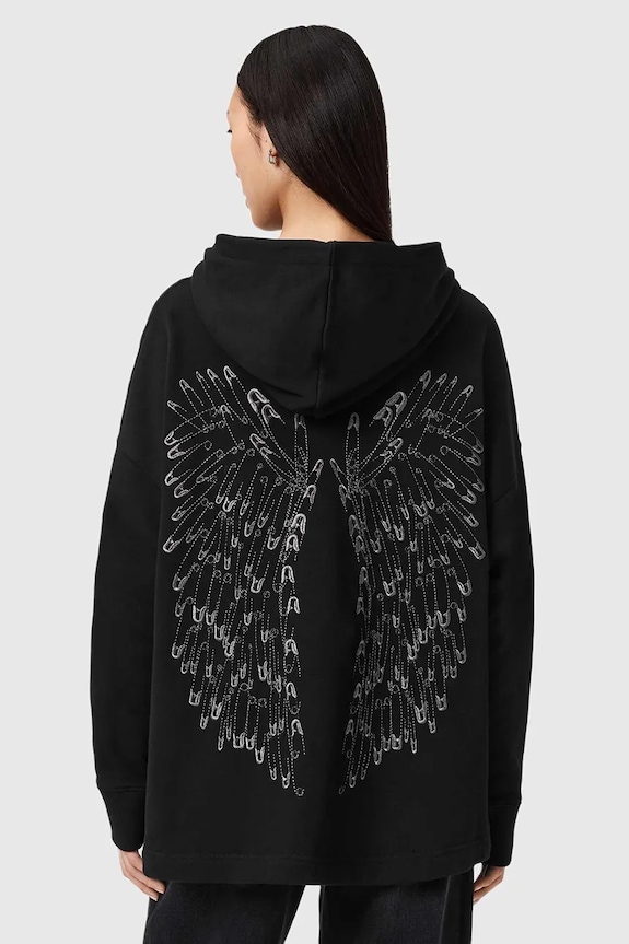 Βαμβακερή μπλούζα AllSaints W118JD μαύρο SS26